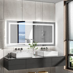 Miroir de Salle de Bain LED Extra Large Mural Anti-Buée Maquillage 3 Couleurs