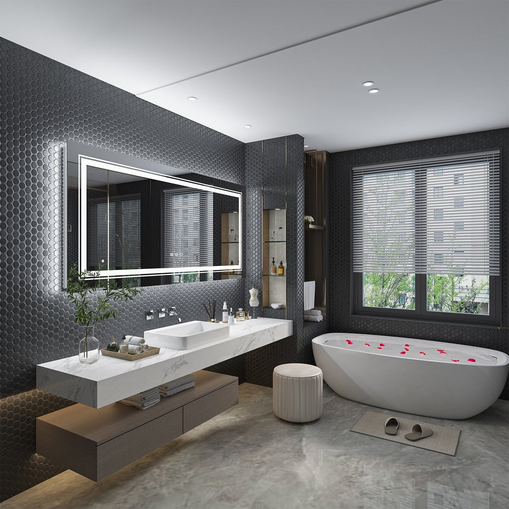 Miroir de Salle de Bain LED Extra Large Mural Anti-Buée Maquillage 3 Couleurs