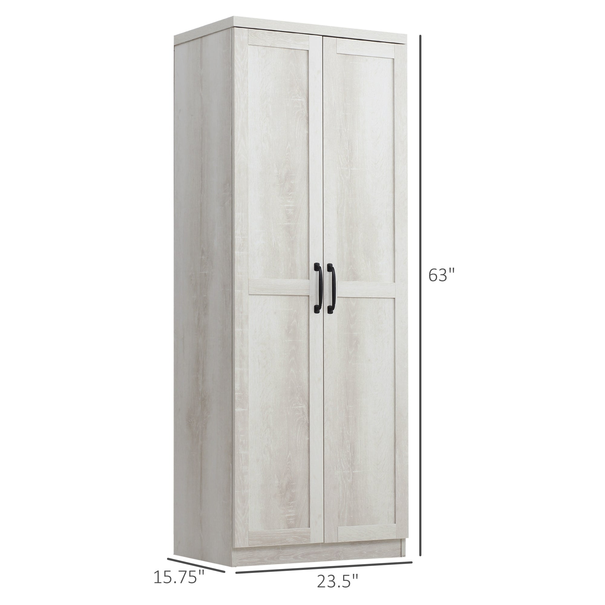 HOMCOM Garde-manger de cuisine 63 pouces à 2 portes, armoire de rangement autoportante avec 5 étagères et 2 étagères réglables pour salle à manger