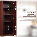 HOMCOM Garde-manger de cuisine 63 pouces à 2 portes, armoire de rangement autoportante avec 5 étagères et 2 étagères réglables pour salle à manger
