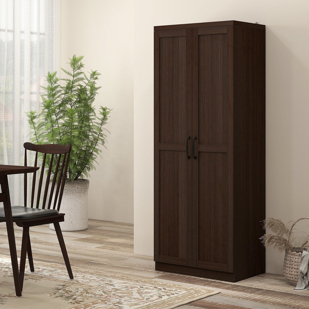 HOMCOM Garde-manger de cuisine 63 pouces à 2 portes, armoire de rangement autoportante avec 5 étagères et 2 étagères réglables pour salle à manger