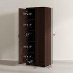 HOMCOM Garde-manger de cuisine 63 pouces à 2 portes, armoire de rangement autoportante avec 5 étagères et 2 étagères réglables pour salle à manger