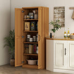 HOMCOM Garde-manger de cuisine 63 pouces à 2 portes, armoire de rangement autoportante avec 5 étagères et 2 étagères réglables pour salle à manger