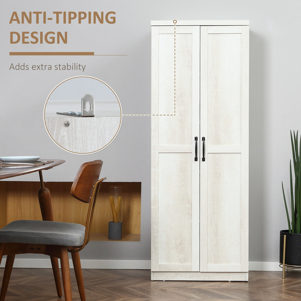 HOMCOM Garde-manger de cuisine 63 pouces à 2 portes, armoire de rangement autoportante avec 5 étagères et 2 étagères réglables pour salle à manger