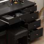 Coiffeuse Kerrogee avec miroir éclairé réglable et tabouret - 100L x 50l x 136H