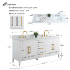Meuble-lavabo de salle de bain Vanity Art 72 po à double vasque avec dessus en marbre reconstitué