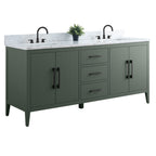 Meuble-lavabo de salle de bain Vanity Art 72 po à double vasque avec dessus en marbre reconstitué