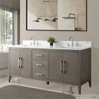 Meuble-lavabo de salle de bain Vanity Art 72 po à double vasque avec dessus en marbre reconstitué