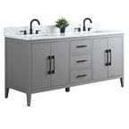 Meuble-lavabo de salle de bain Vanity Art 72 po à double vasque avec dessus en marbre reconstitué