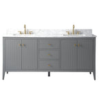 Meuble-lavabo de salle de bain Vanity Art 72 po à double vasque avec dessus en marbre reconstitué