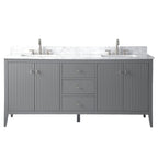 Meuble-lavabo de salle de bain Vanity Art 72 po à double vasque avec dessus en marbre reconstitué