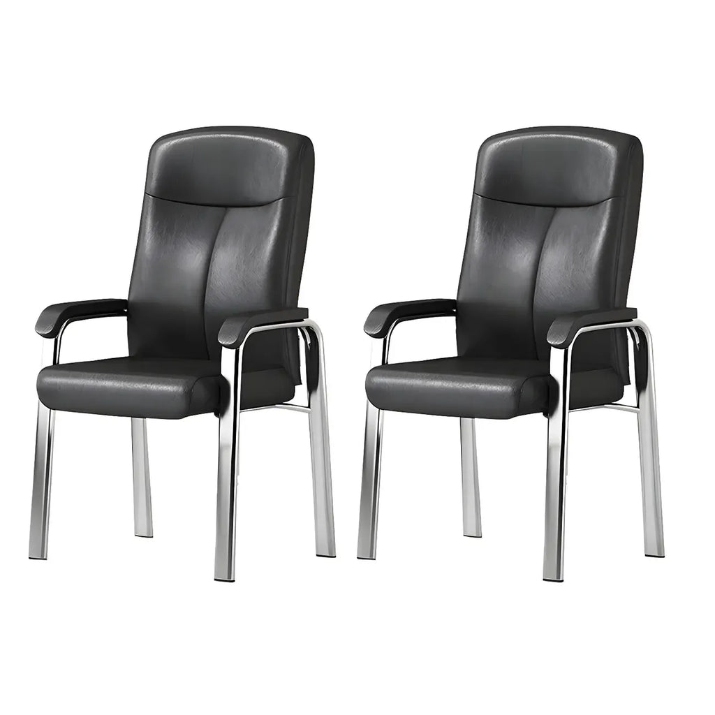 Chaise de bureau HomeyFad moderne en cuir et métal à 4 pieds avec accoudoirs