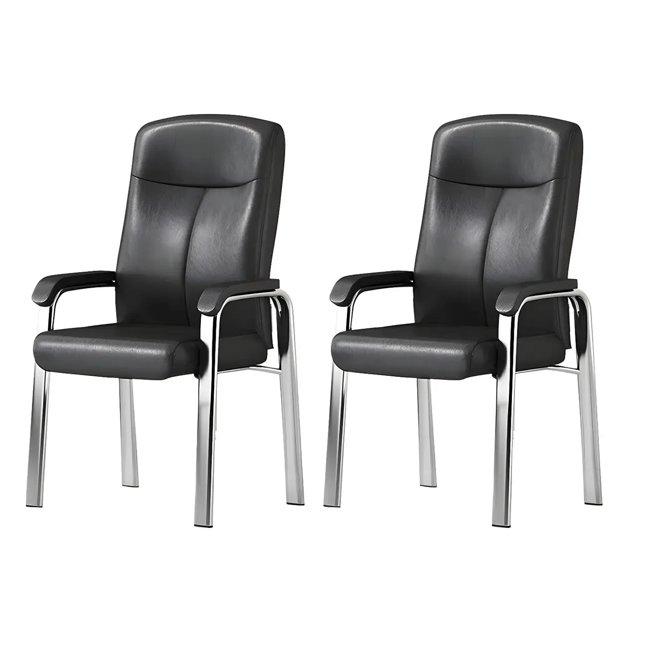 Chaise de bureau HomeyFad moderne en cuir et métal à 4 pieds avec accoudoirs