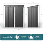 Abri de jardin en métal pour outils avec porte verrouillable pour mobilier de jardin et outils