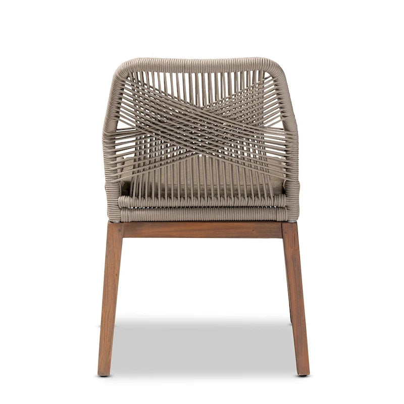 Chaise de salle à manger en acajou tressé de style transitionnel moderne — Gris