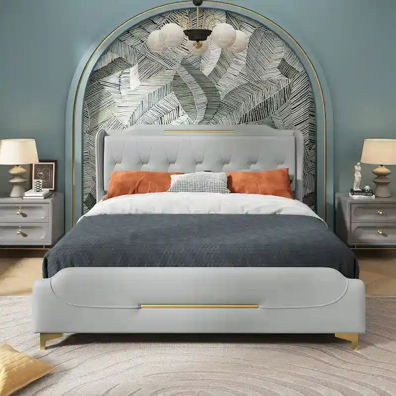 Lit rembourré moderne en cuir PU Uphou par Christopher Knight Home