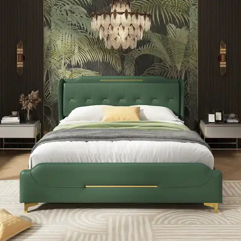 Lit rembourré moderne en cuir PU Uphou par Christopher Knight Home