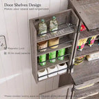 72 Garde-manger de cuisine de style campagnard, armoire de rangement avec portes coulissantes de grange - N/A
