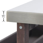 Îlot de cuisine extérieur, chariot de bar roulant et meuble de rangement, table de grillade en bois massif avec plateau en acier inoxydable, porte-épices, porte-serviettes