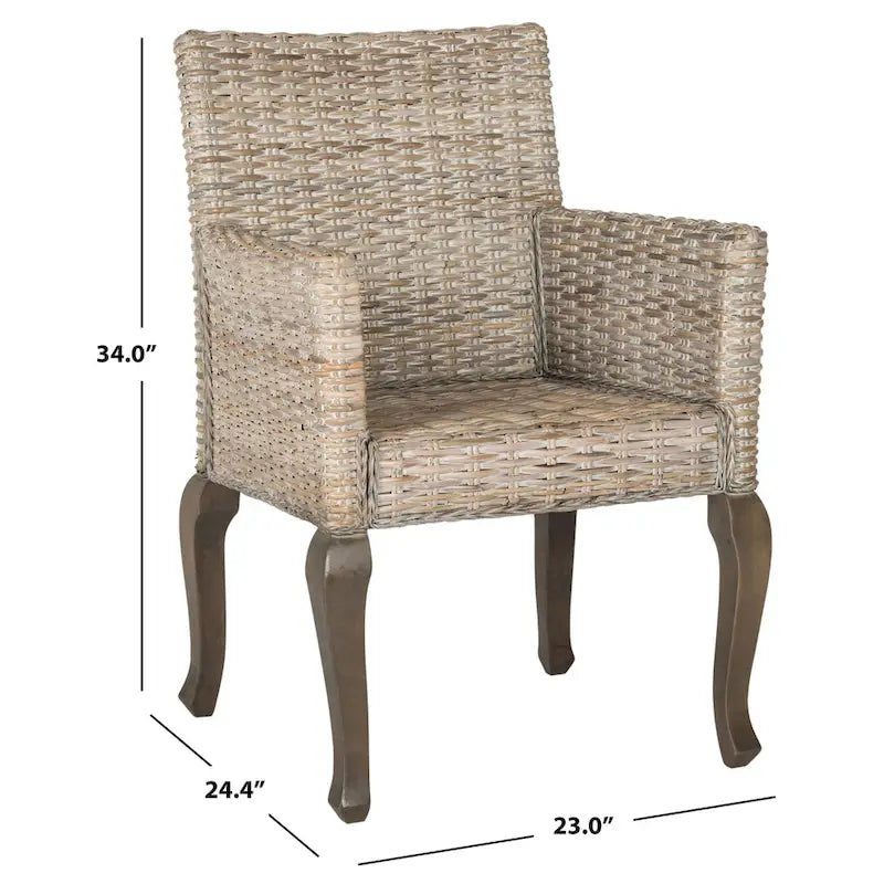 Chaise de salle à manger naturelle Alearda de SAFAVIEH (Lot de 2) - 23 x 24.4 x 34 - 23L x 24P x 34H