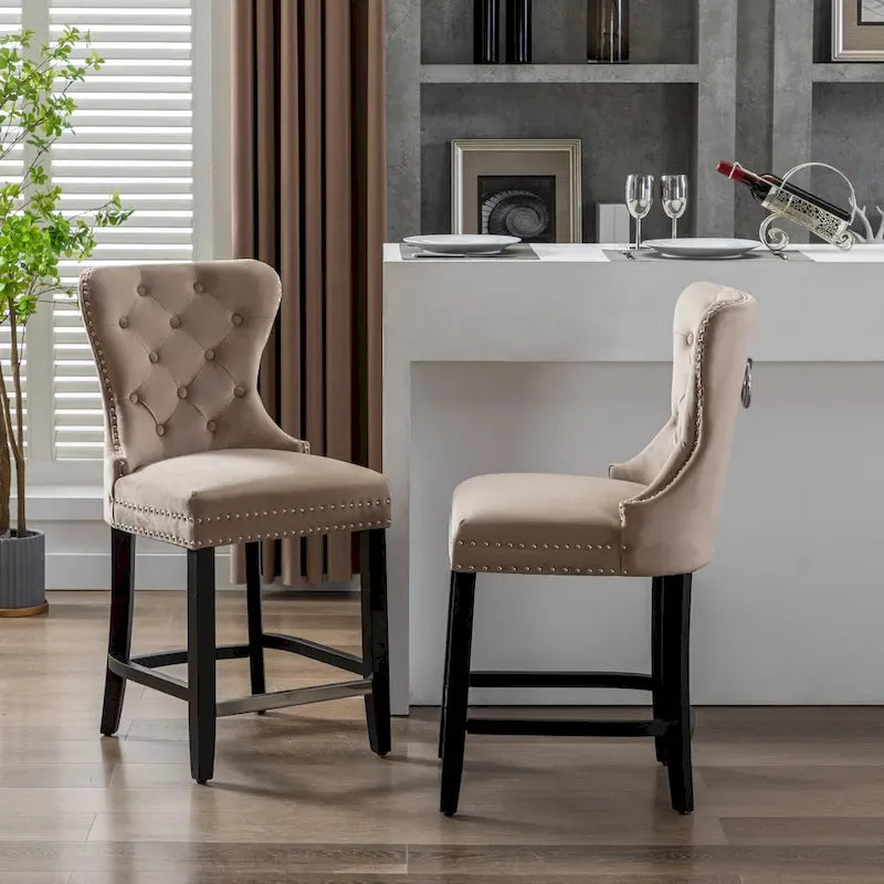 Tabouret de comptoir Carter 24 Wingback Tufted Nailhead (lot de 2)