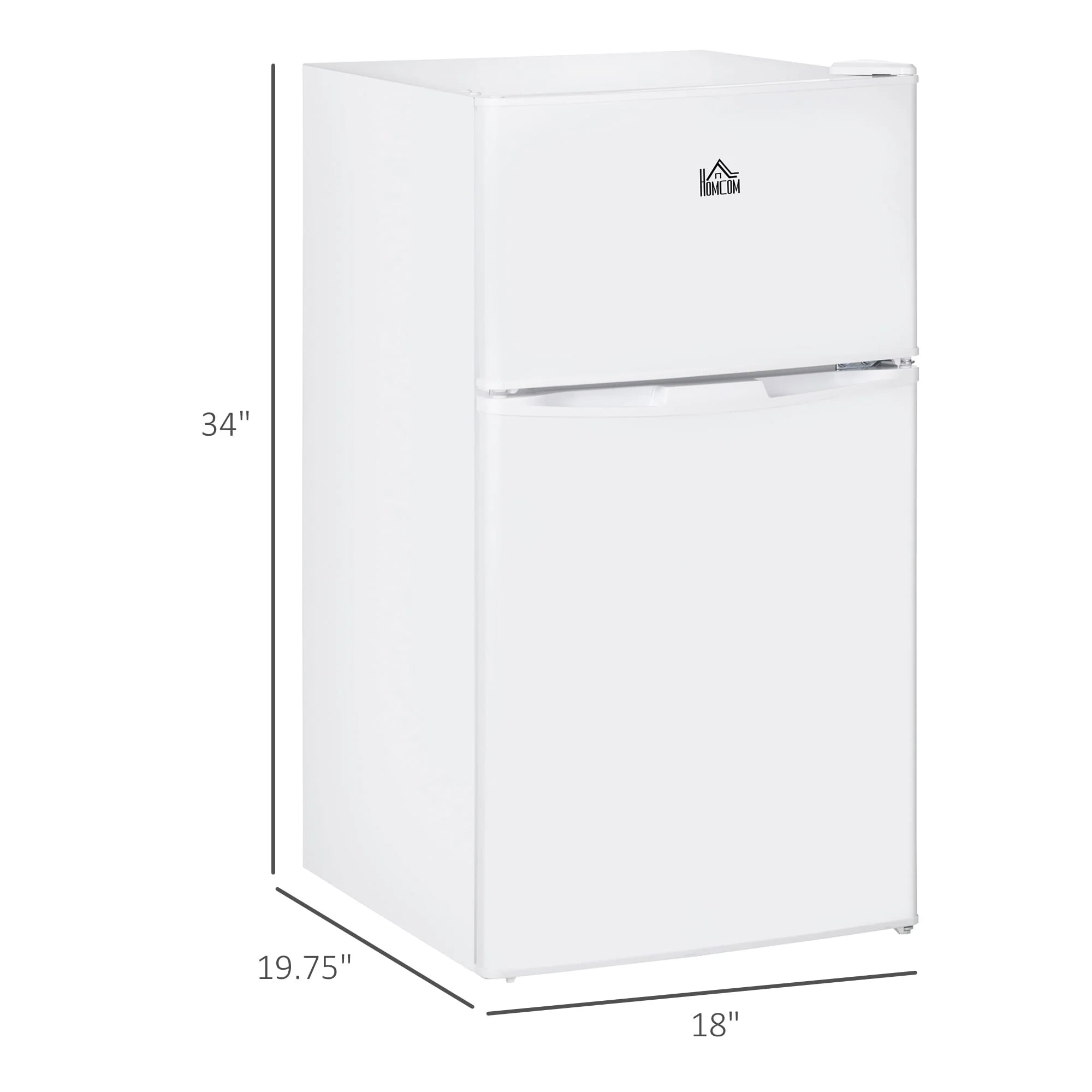 Mini-réfrigérateur HOMCOM à deux portes avec congélateur, réfrigérateur compact de 3,2 pi³ avec étagère réglable, thermostat réglable