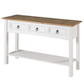 Console de couloir rustique en pin massif, blanc cérusé / marron antique / gris cérusé / non peinte, 3 tiroirs