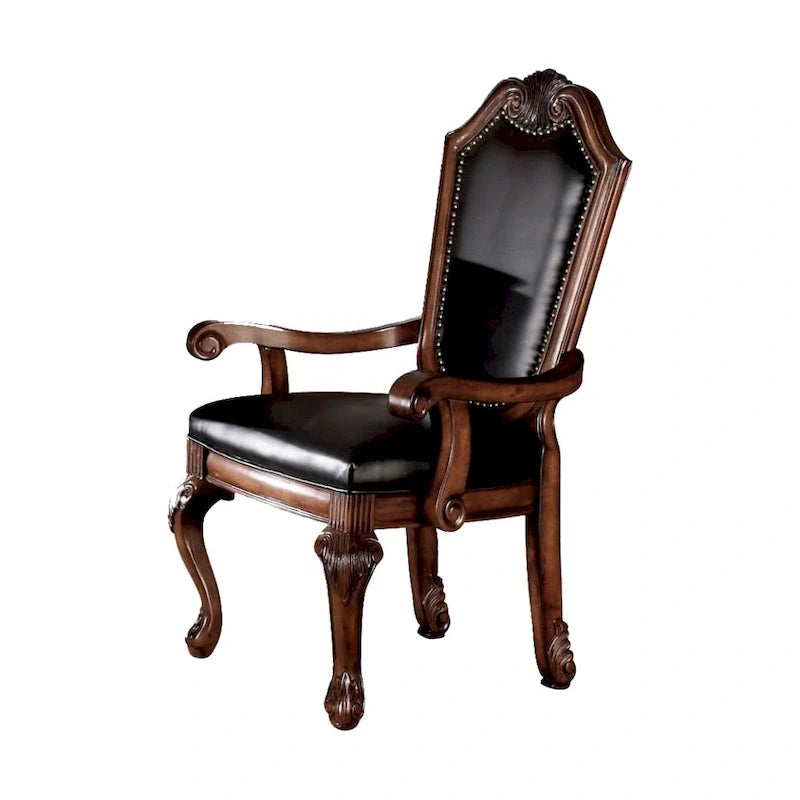Fauteuil De Ville Château (Lot de 2) en PU Noir et Cerisier
