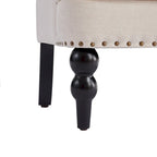 Lot de 2 fauteuils rembourrés avec boutons touffetés et oreiller lombaire beige/gris/bleu clair