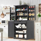 72 Garde-manger de cuisine de style campagnard, armoire de rangement avec portes coulissantes de grange - N/A