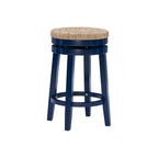 Tabouret de comptoir pivotant sans dossier Maya avec assise en jonc de mer