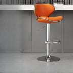 Tabouret de bar réglable pivotant à coussin en cuir