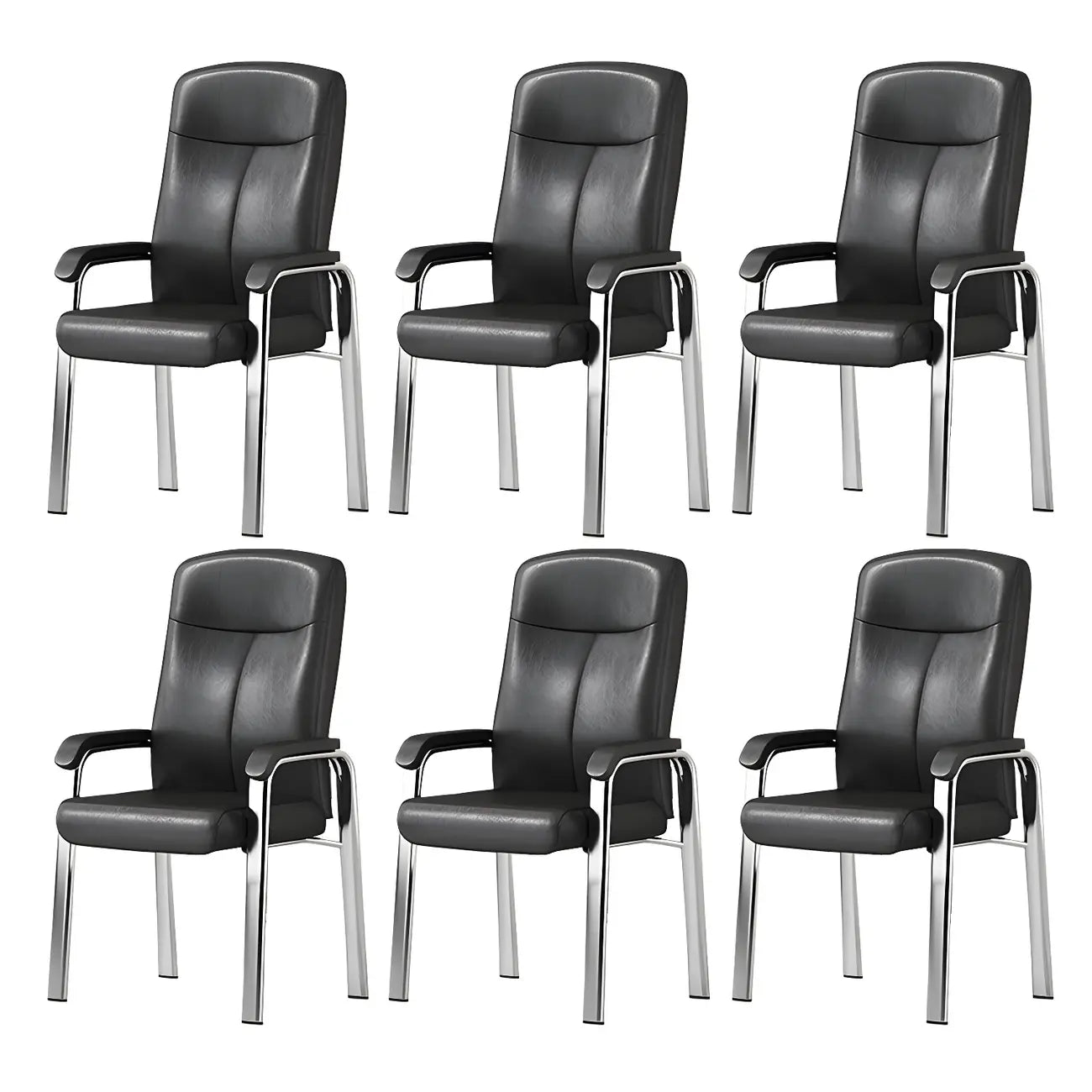 Chaise de bureau HomeyFad moderne en cuir et métal à 4 pieds avec accoudoirs