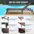 Chaises longues d'extérieur, chaises longues de patio en aluminium avec 5 positions réglables, chaises longues de piscine pliantes inclinables