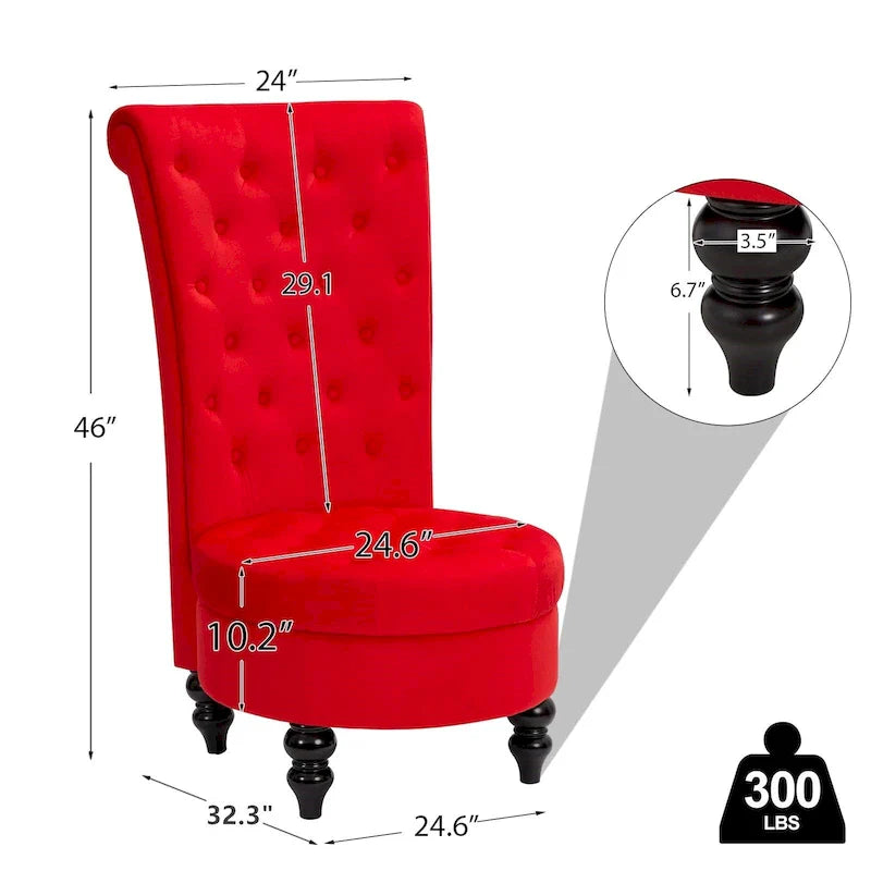 AVAWING Lot de 2 chaises de trône royales rembourrées et pieds en bois d'hévéa