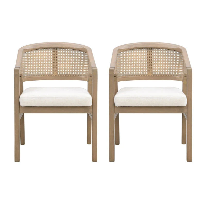 Christopher Knight Home - Chaise de salle à manger capitonnée en cannage (Lot de 2)