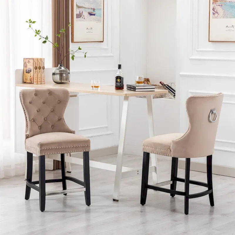 Tabouret de comptoir Carter 24 Wingback Tufted Nailhead (lot de 2)