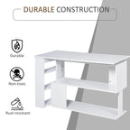 Bureau d'angle en L rotatif à 360° HOMCOM : Blanc, avec étagères de rangement